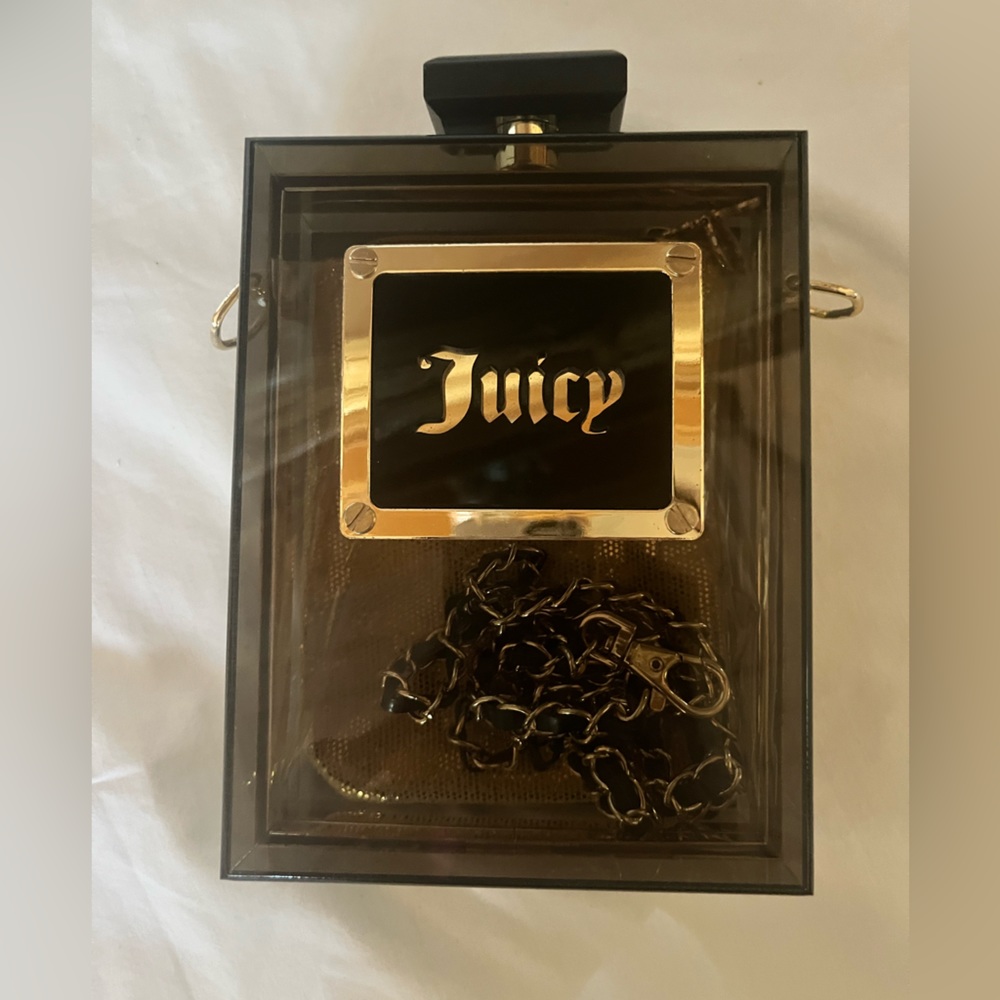 Juicy Couture black & gold perfume clutch